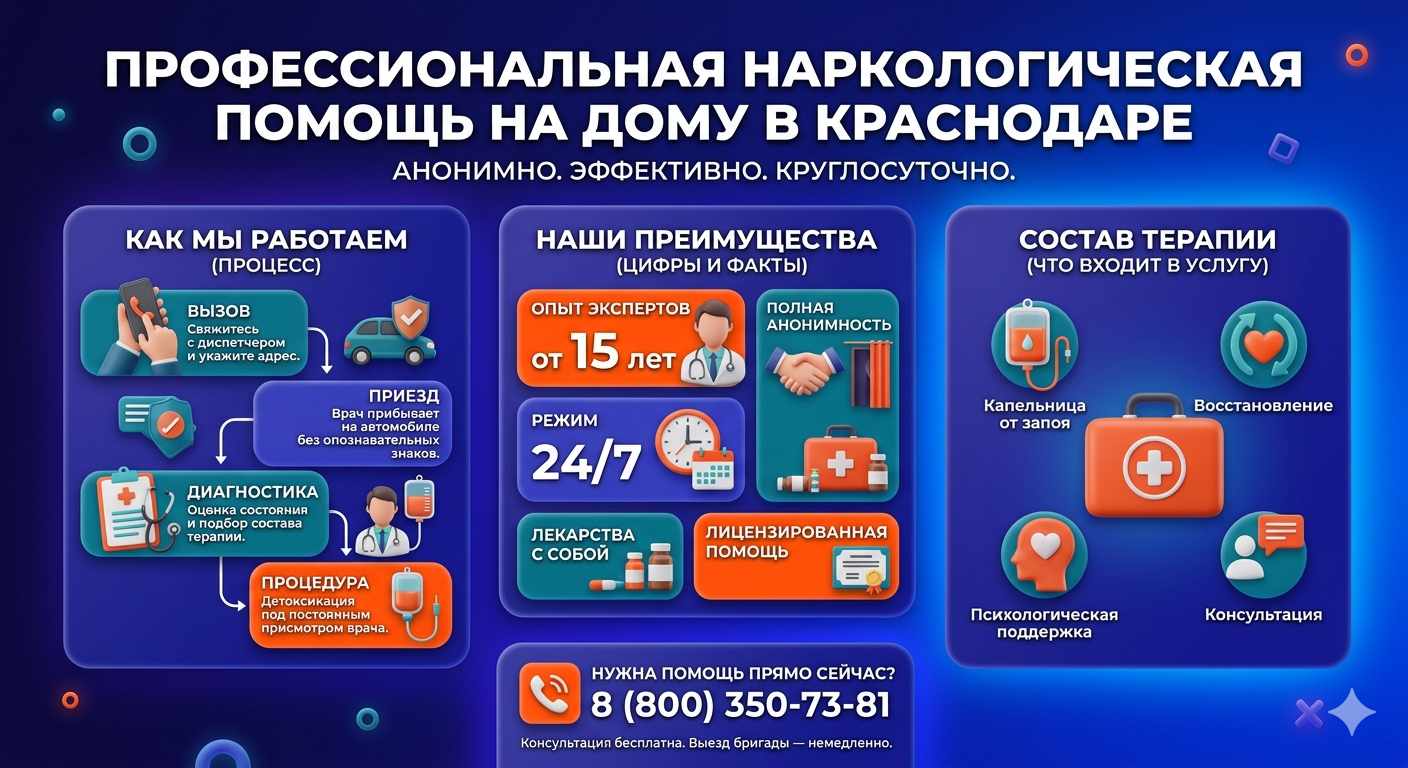 Инфографика о принципах лечения алкоголизма на дому в Югорске: этапы вызова нарколога, преимущества анонимной детоксикации и состав медицинской помощи.